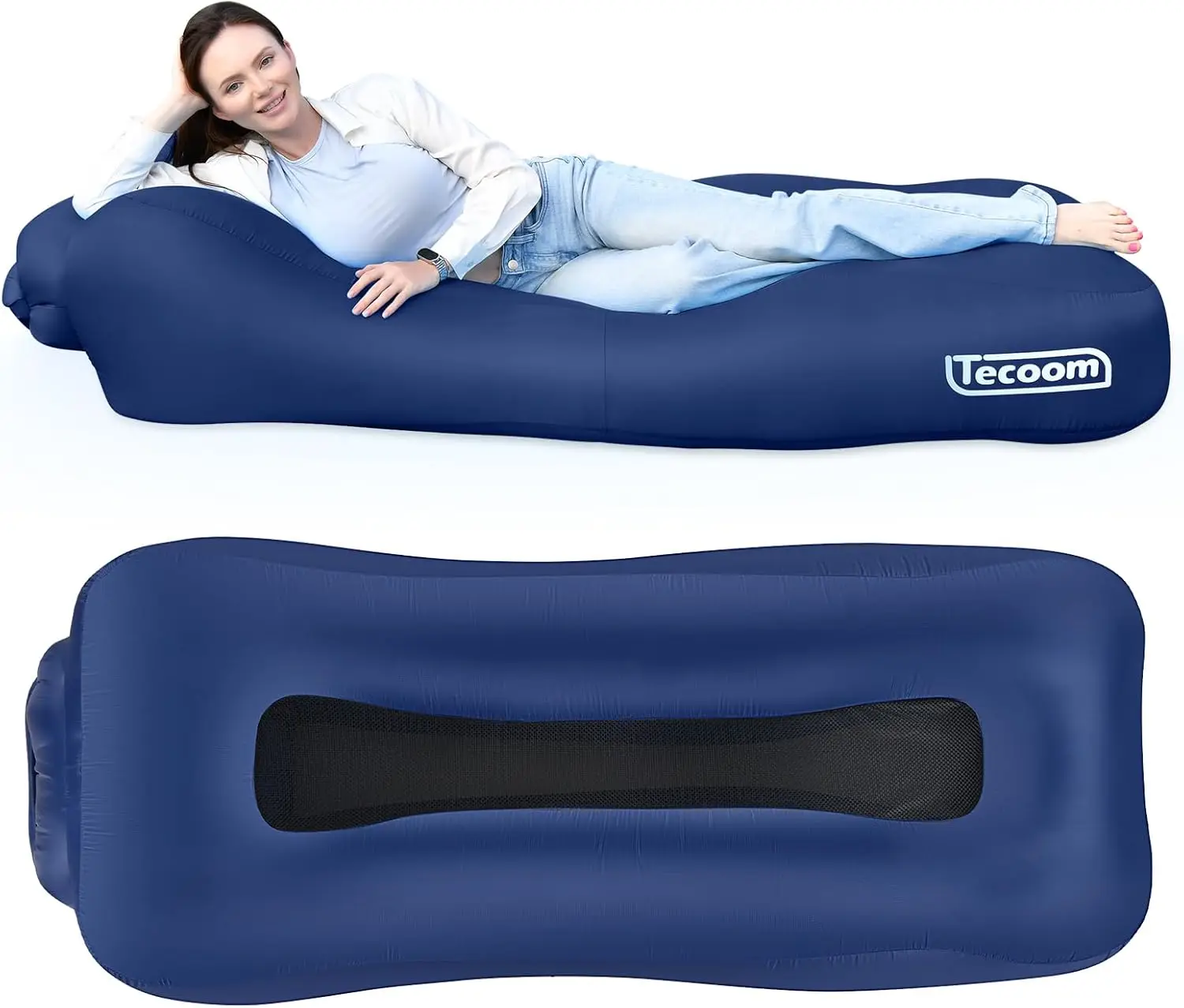 

Inflatable Lounger Couch Air Sofa Hammock, Waterproof Blow up Beach Chair, Glamping Accessories for Adults Kids Camping, Hiking,