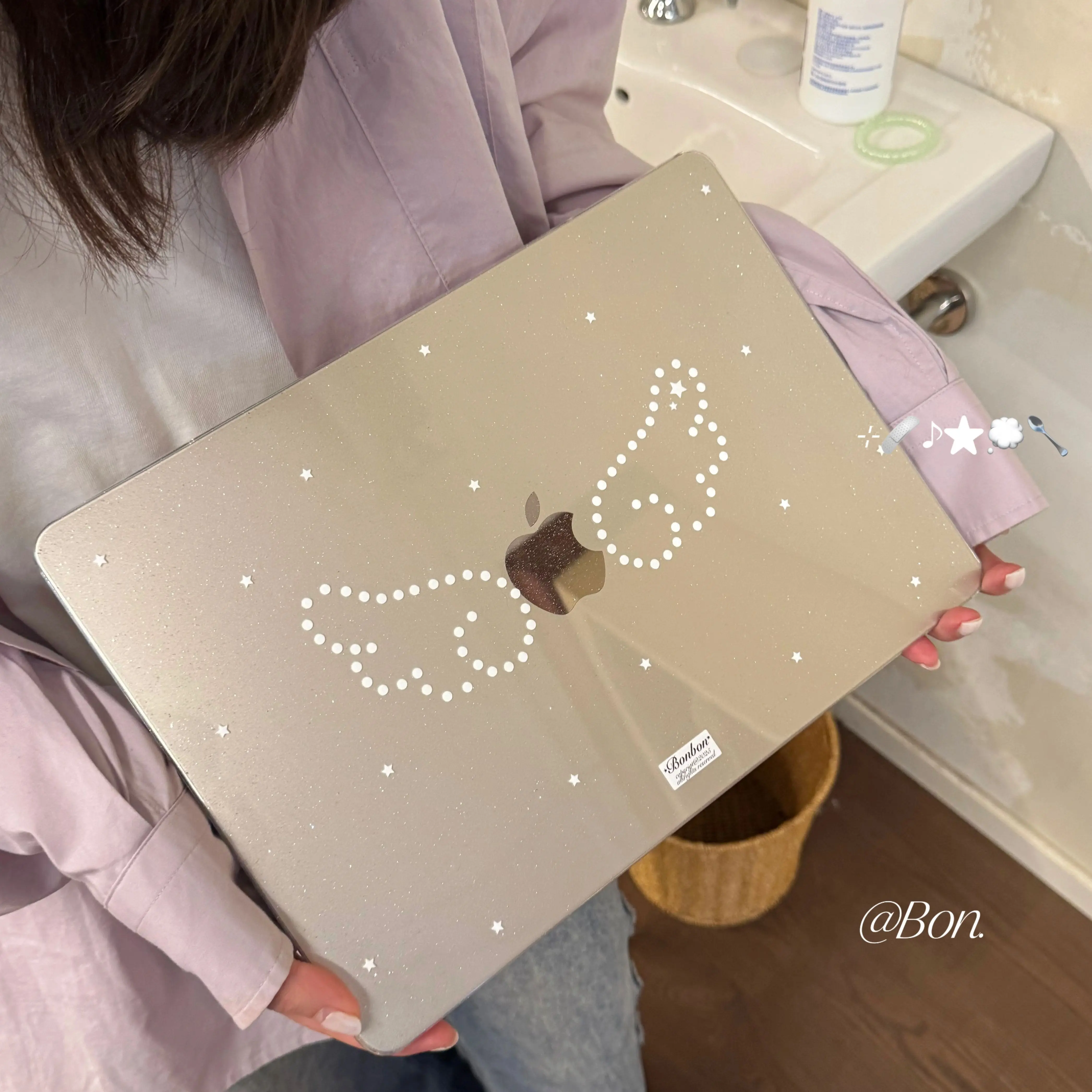 Ins Wave Point Star Wings Shining Laptop Case For Macbook Air 13.6 M4 NEO 15 M3 Hard Cover For Mac Book Pro 13 M1 M2 14 M4 M5 16