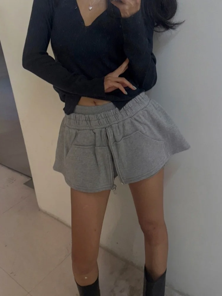 2025Dongda Gate Herbst Neues Design Reißverschluss Kleine ence Sweat Rock Hosen Spicy Girl A-Linie Casual ort Rock