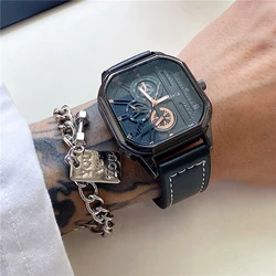 UTHAI CQ154 Student Square Trend Sports Watch Fashion Casual Alloy Watch Cool Black Technology Belt Quartz Watch