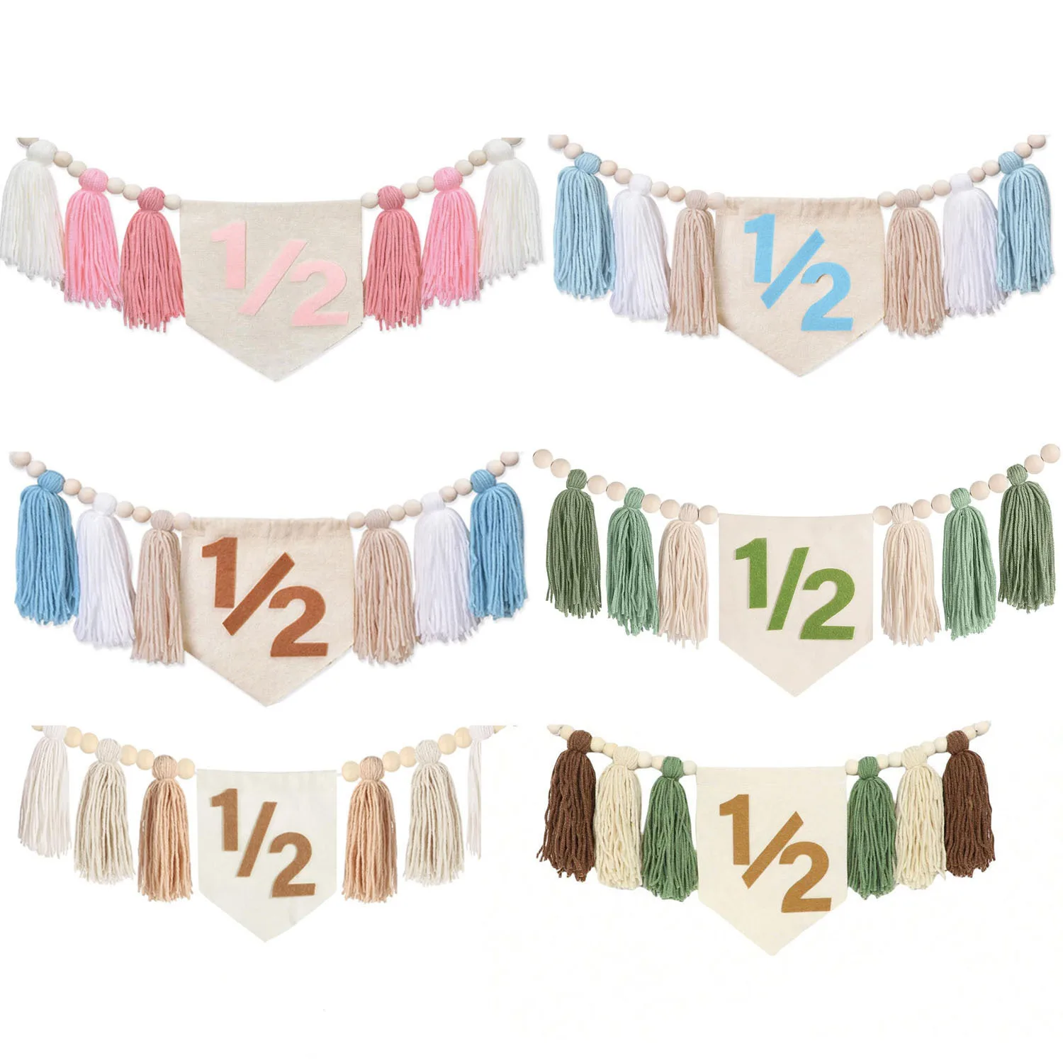 

Half Birthday Decorations, 6 Month 1/2 Birthday Tassel High Chair Banner for Boy, Girls Birthday Party Decorations Wall Decor