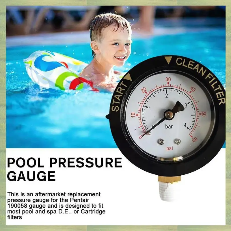 N15R-190058 Pressure Gauge 0-60 PSI,Start And Clean Filter Water Pressure Gauge With 1/4 Inch NPT Bottom Mount Swimming Pool