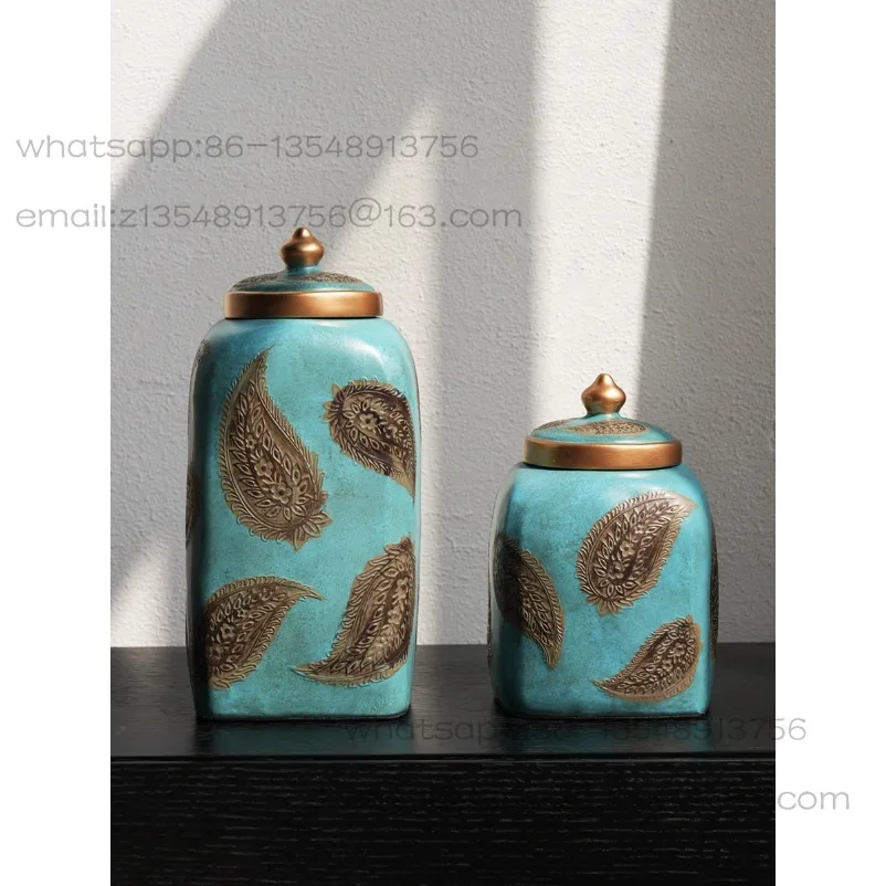 

Vintage Country Storage Tank Study Living Room TV Cabinet Desktop Ornament Resin Decoration Handicraft Decoration