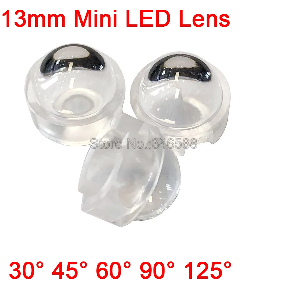 13mm 1W 3W Mini LED Lens 15 30 45 60 90 120 Degree for IR CCTV LED PCB Convex Acrylic Lens With Holder Reflector Collimator