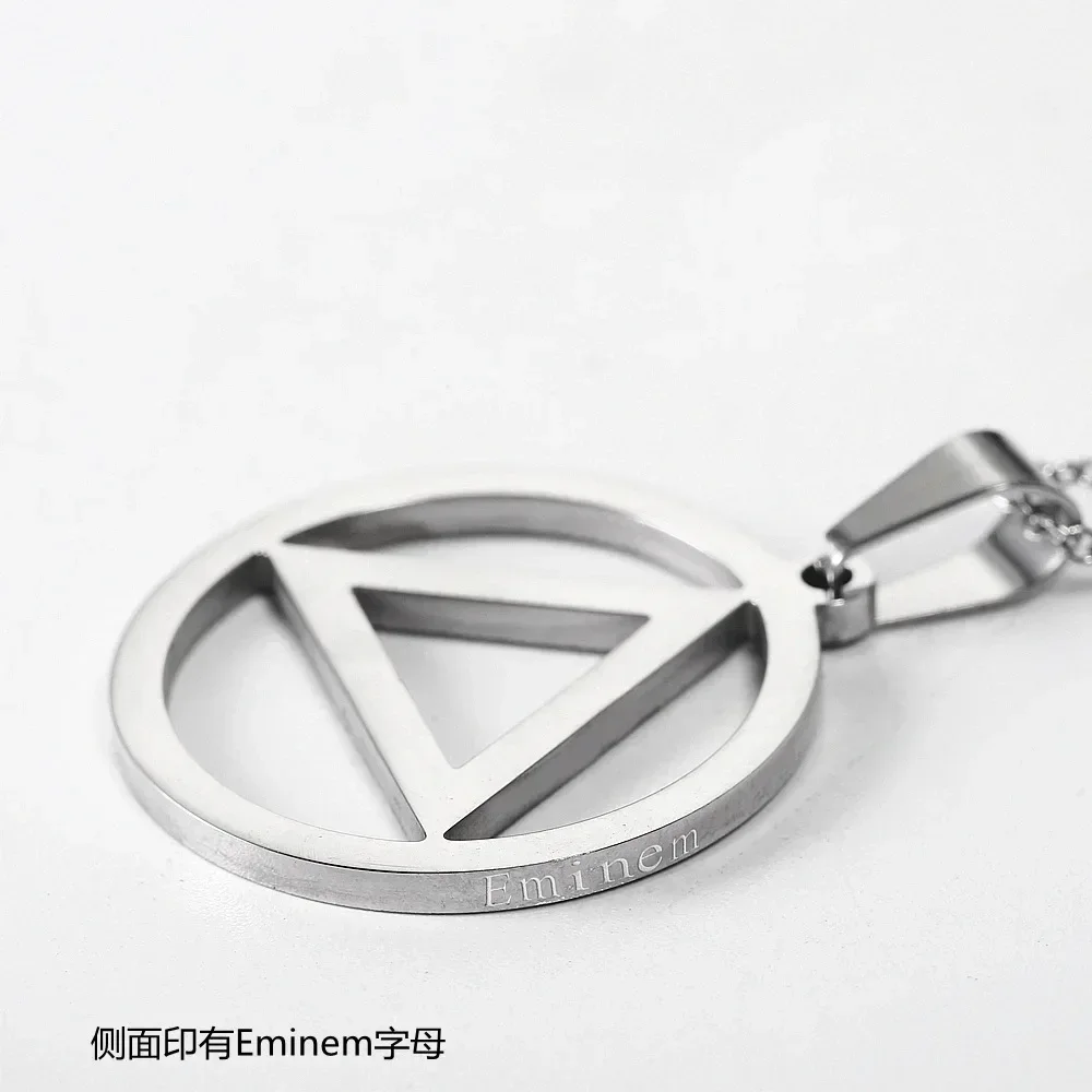 Fashion Eminem Triangle Men Pendant Necklace Hip hop Rock Street Culture Silver Color Chain Link   Man Jewelry