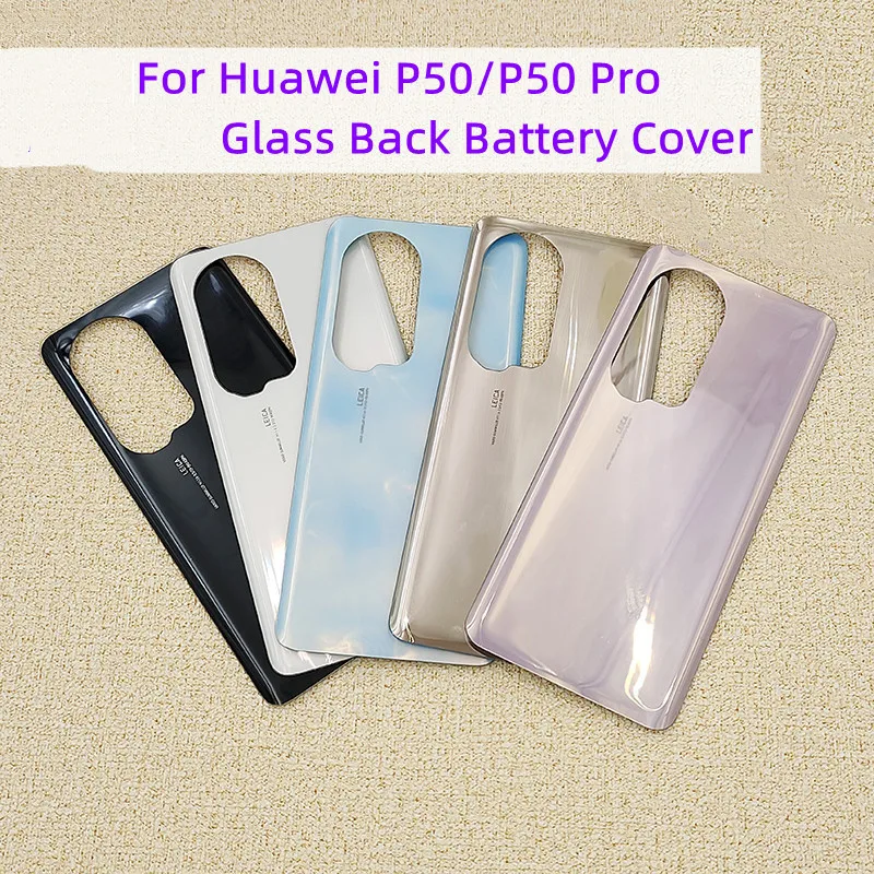 For Huawei P50 Pro High Quaility Tempered Glass Back Battery Cover 6.6 Inch Rear Housing Repalcement Panel Case With Adhesive