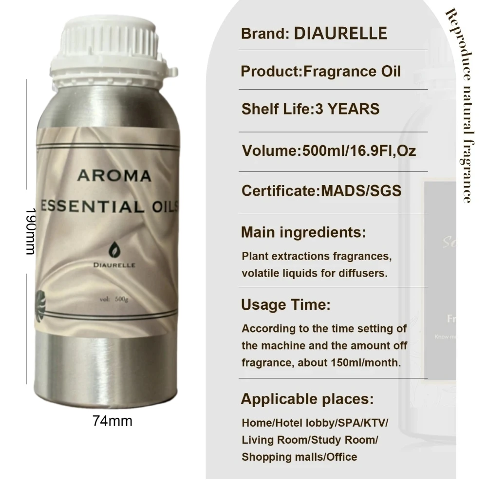 Essential Oils 500ml For Aromatic Diffuser Perfume Oil Air Freshener Smell For Home Fragrance Device Hotel Scent Diffuser Oil