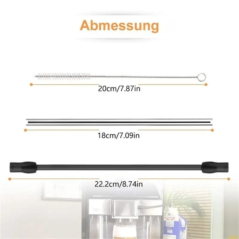 A0NC Гибкая молочная трубка наборе кофейни -машины запасные части металлические трубки с чистящими щетками, идеально подходящими