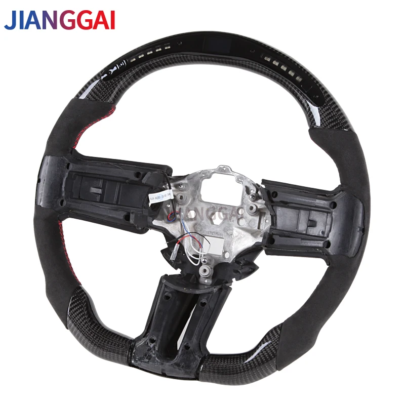 

LED Carbon Fiber Steering Wheel For Mustang GT 2010-2014 Alcantara Leather LED Shift Car Steering Wheel Customized Accessories