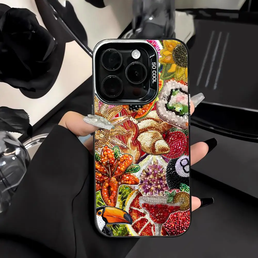 

Retro Papaya Cocktail Mobile Phone Case Shockproof and Anti Slip Frosted Suitable for iPhone 16 15 14 13 12 11 Pro Max Plus Mini