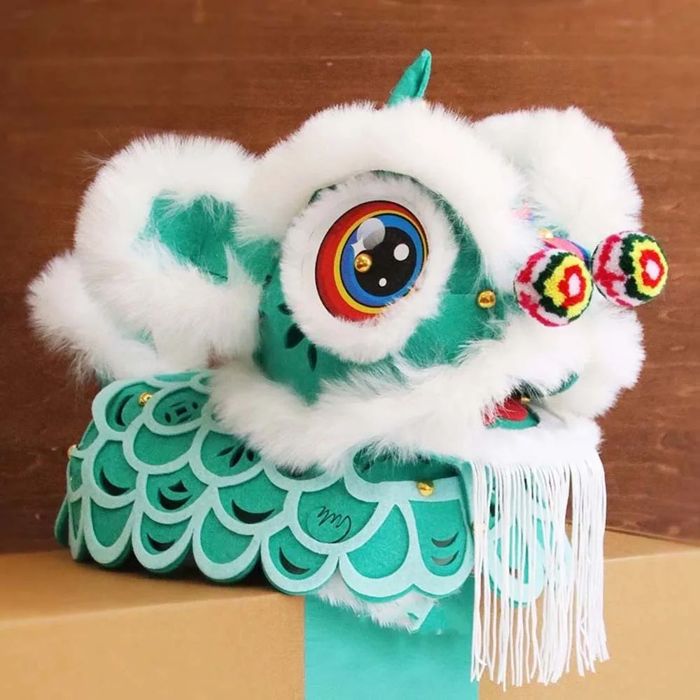 Non-woven Fabric Lion Dance Lantern Auspicious Felted Awakening Lion Lamp Pre-cut Pieces Cell Battery Operated