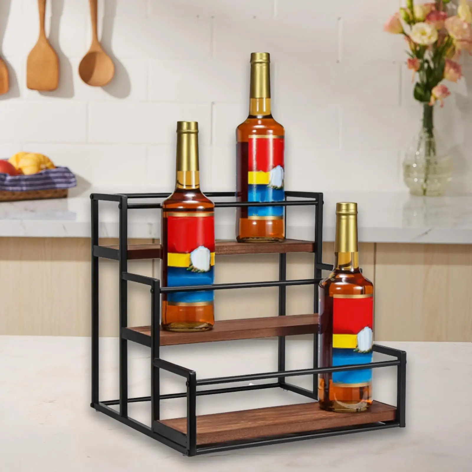 

Syrup Bottle Display Stand Wine Rack for Bar for Coffee Bar Countertop