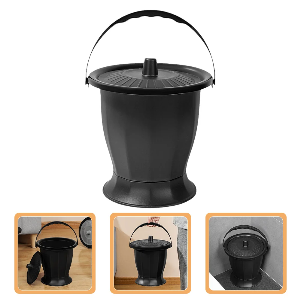 المحمولة الكبار المرحاض غرفة وعاء سميكة مادة البولي بروبيلين عدم الانزلاق دلو البول مع غطاء لكبار السن المعاقين الاستخدام المنزلي #6