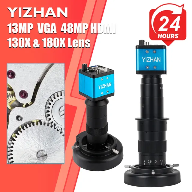 Zestaw aparatu cyfrowego z mikroskopem monokularowym VGA 13 MP + regulowany obiektyw 130X lub 180X + dioda LED do naprawy telefonu i lutowania