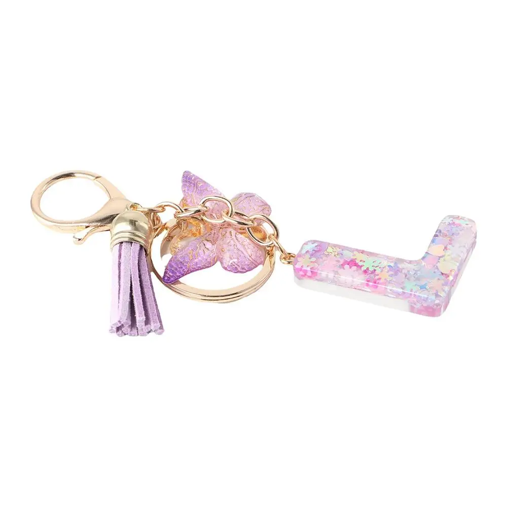 A To Z 26 A To Z 26 Alphabet Keyring Butterfly Initials Alphabet Purple Snowflakes Letter Keychain Purple Snowflakes Tassel