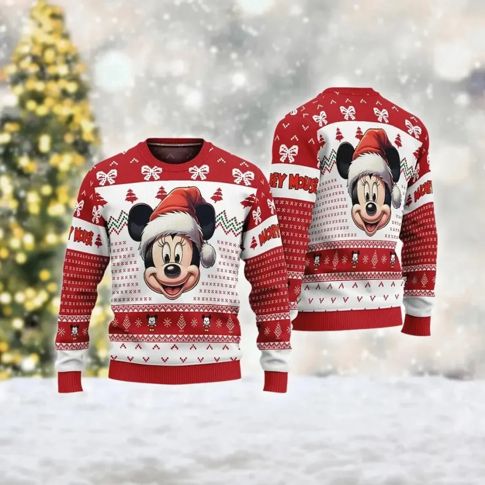 New Year Christmas Disney Men's Pullover 3D Digital Printing Women's Pullover Fashion Street Casual Men's and Women's Sweater