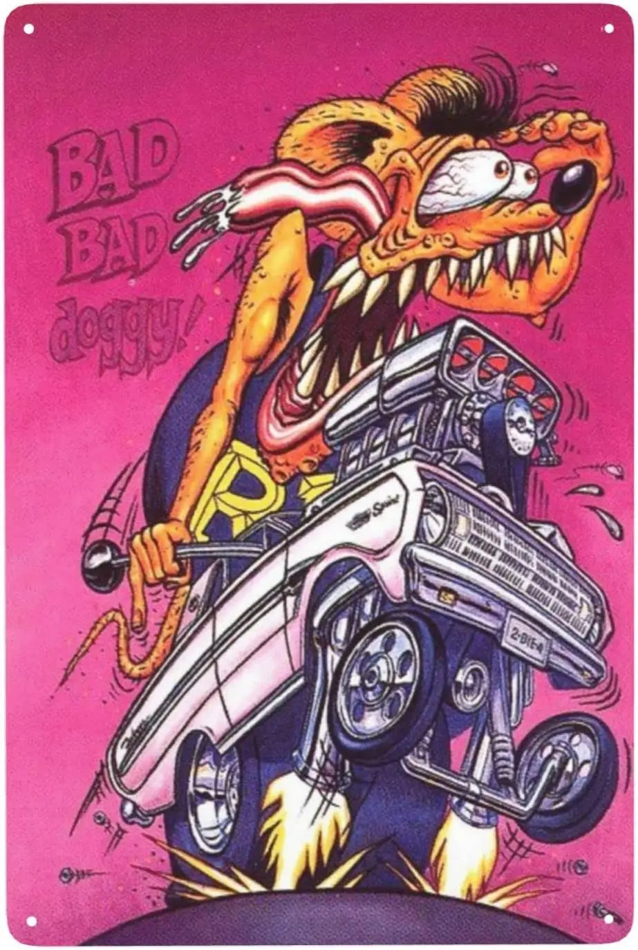 If I Gotta Explain You Wouldn't Understand, Rat Fink On Motorcycle Retro Metal Tin Sign Plaque Poster Wall Decor Art