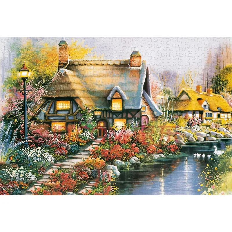 38*26cm Mini Größe Schwan Seeeside Landschaft Szene 1000 Stück Papier Puzzle Challenge Spielzeug perfektes Geschenk für Familie Freunde Geschenk