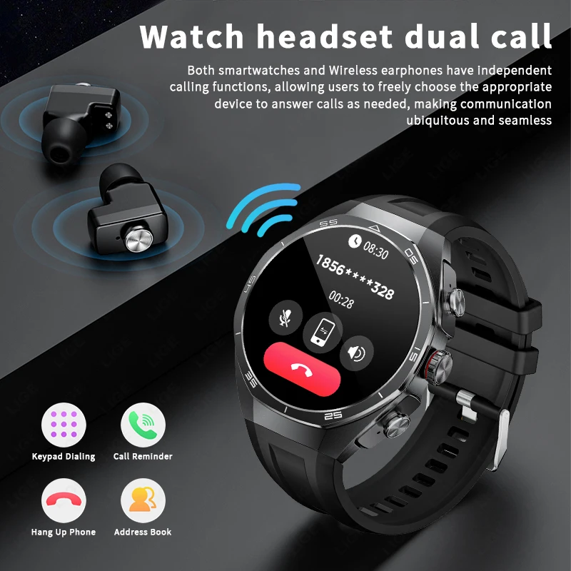 2026 NEW For Android TWS Music Earbuds Smart Watch NFC AMOLED BluetoothCall Heart Rate Blood Oxygen Monitor Smartwatch Headphone