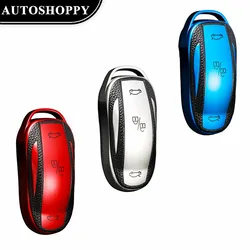 Leather TPU Car Smart Key Cover Case Fob for Tesla Model X Model S Model 3 / Y Key Shell Bag Holder Protector Accessories