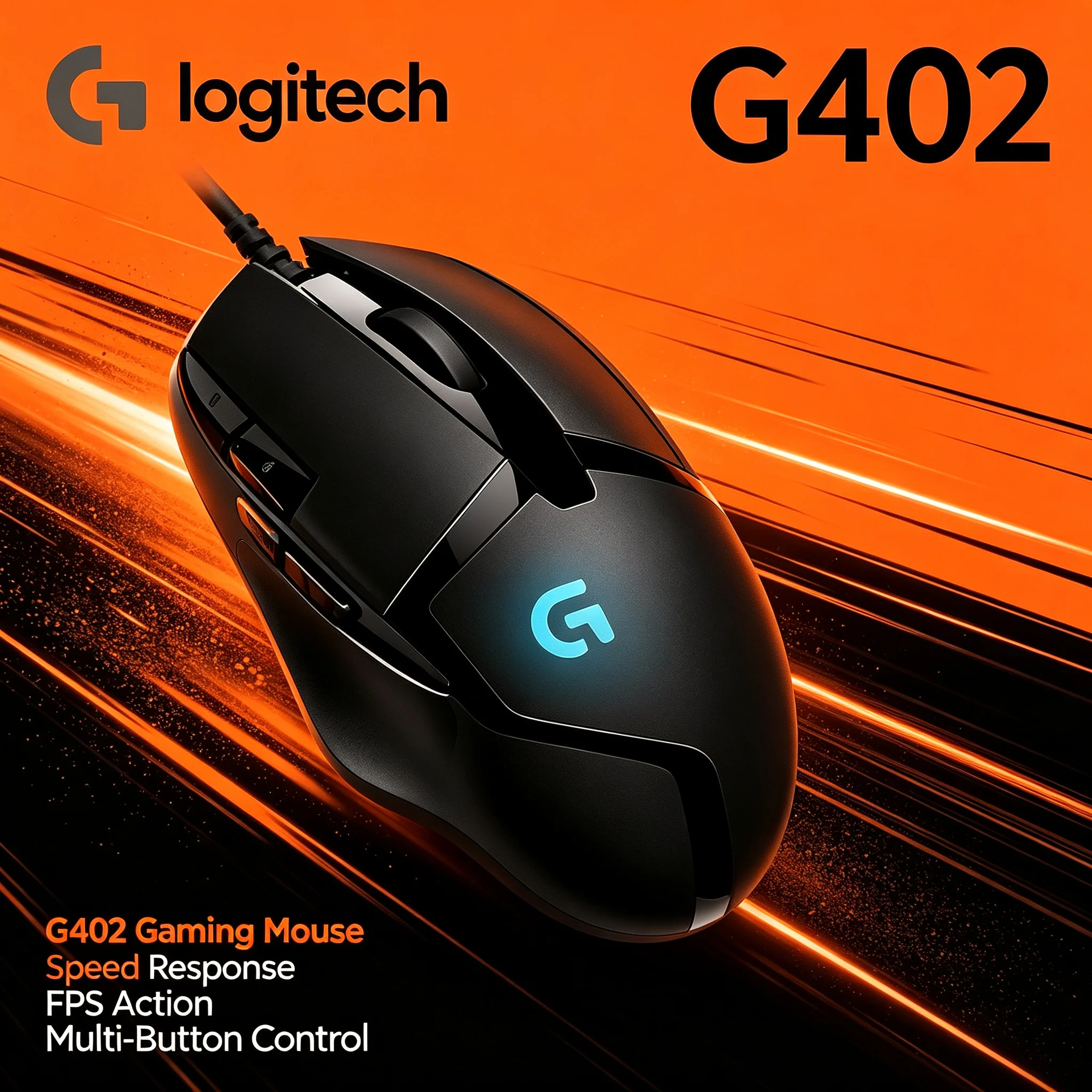 Logitech G402 Hyperion Fury Gaming Mice High Speed Wired Mouse For PC
