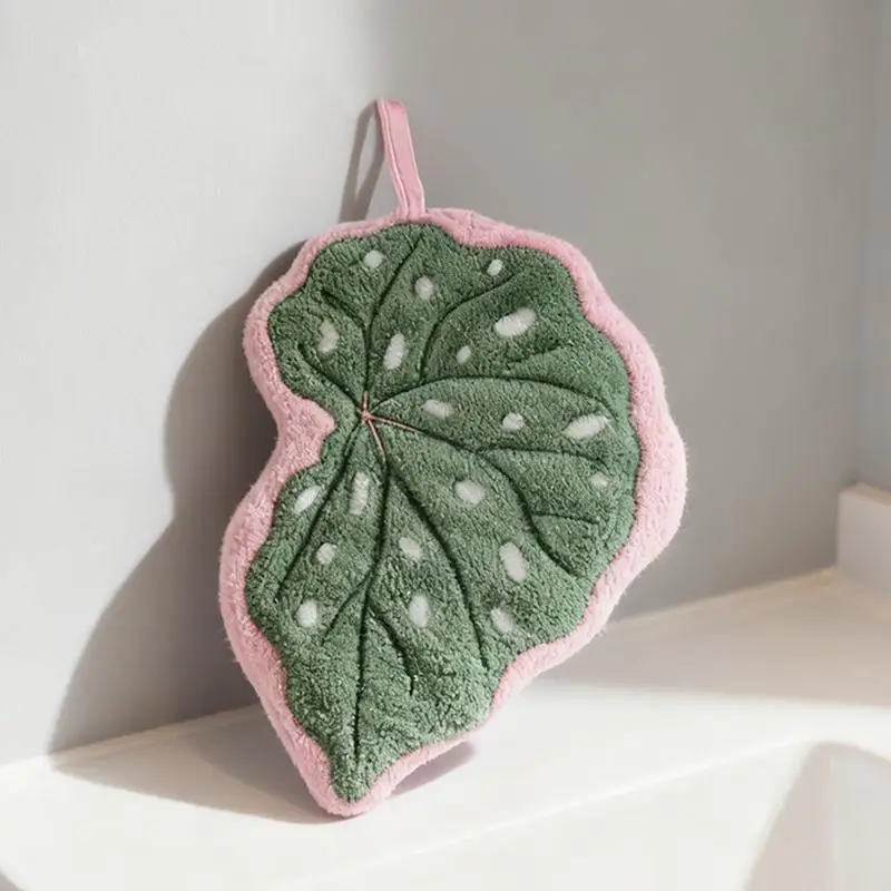 Leaf Hand Towel Soft Absorbent Kitchen Towel Bathroom Hanging Towels Handkerchief Towels Home Wash Hand Towels