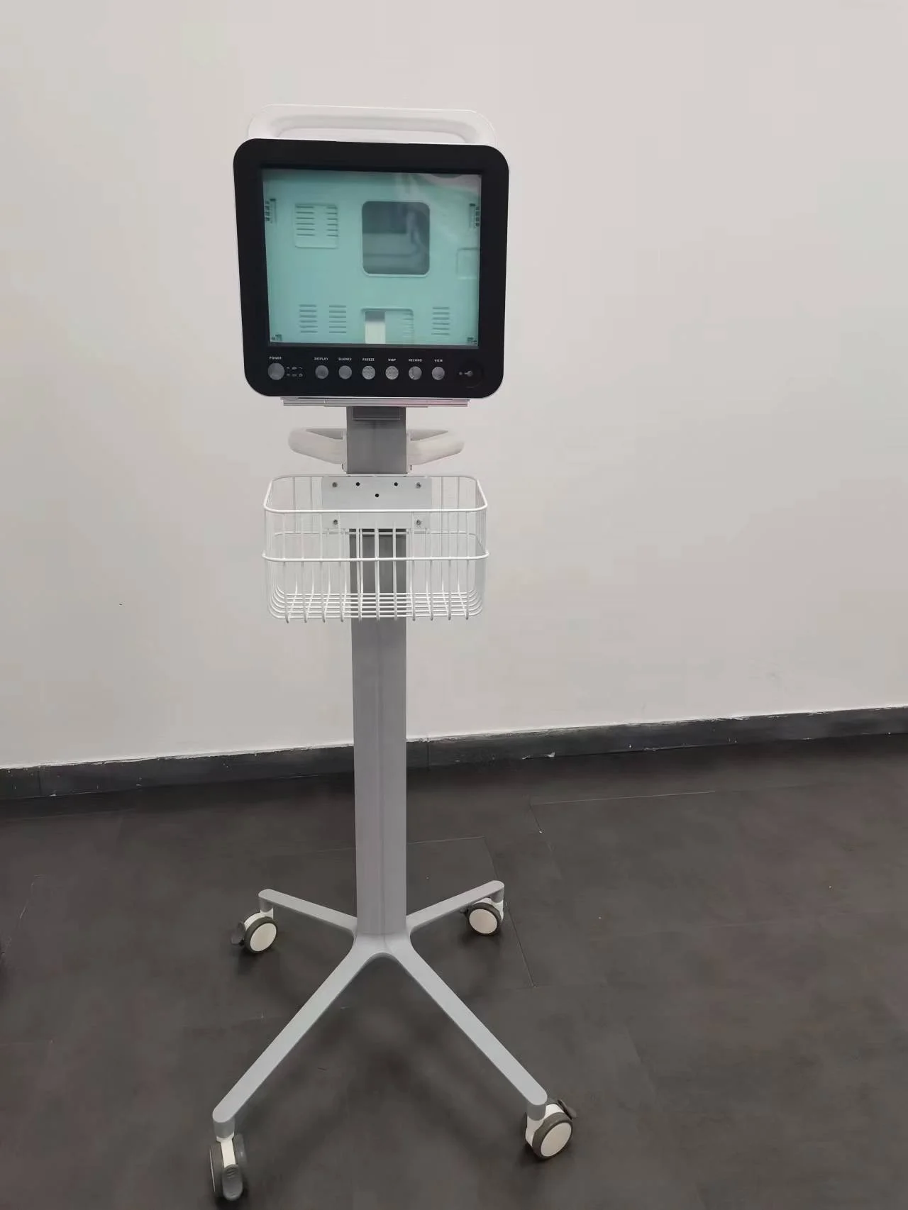 New medical ECG vital signs monitor cart cheap mobile stainless steel monitor trolley