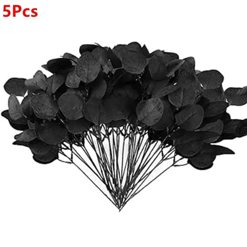 Schwarze Eukalyptusblätter, Stiele, Ahornblatt-Girlande, künstliche Ranken, Halloween, Weihnachtsdekoration für Zuhause, Zimmer, DIY, Hochzeitsdekoration – Detail 10