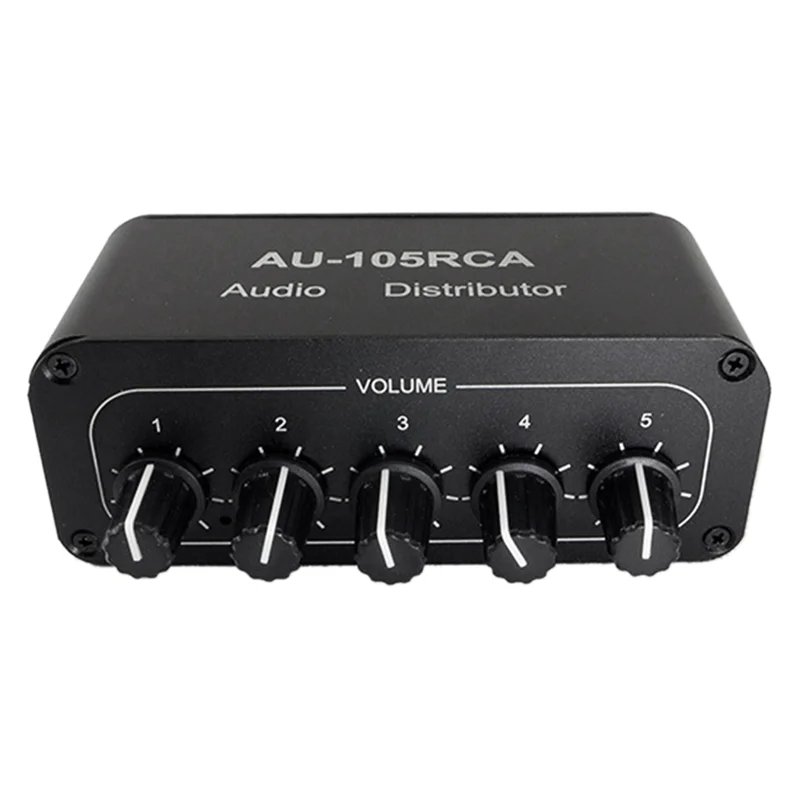 L-Latest 5CH Audio Distributor Stereo Audio Mixer 1 Input 5 Output RCA Splitter for Power Amplifier Active Audio