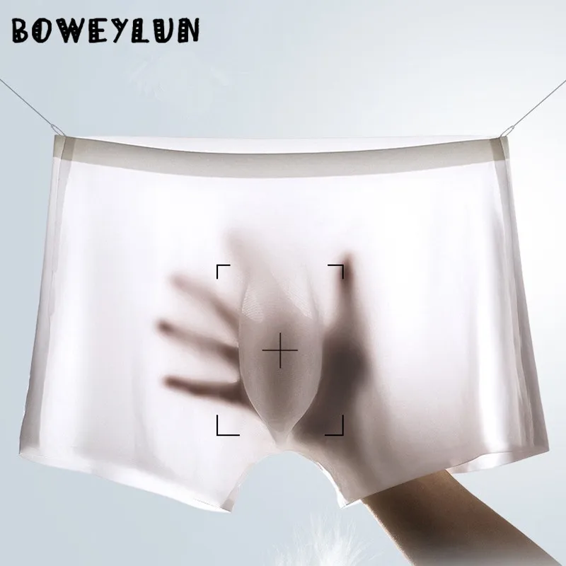 

BOWEYLUN мужские крутые дышащие однотонные трусы-боксеры из ледяного шелка на лето 3D литые бесшовные цельные легкие нижнее белье