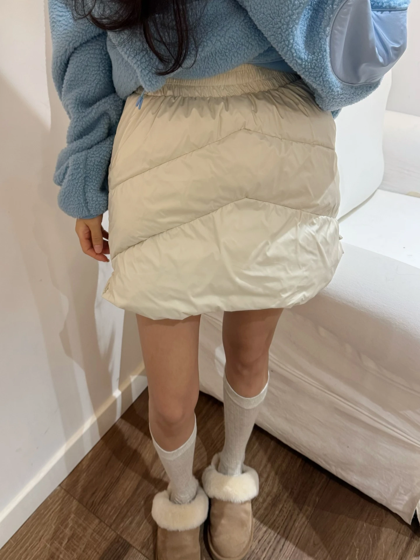 

Thiened A-Line Skirt Women's Cotton Lined Elastic Waist Korean Sle Ci Commuting Travel Casual Date Polyester Fiber