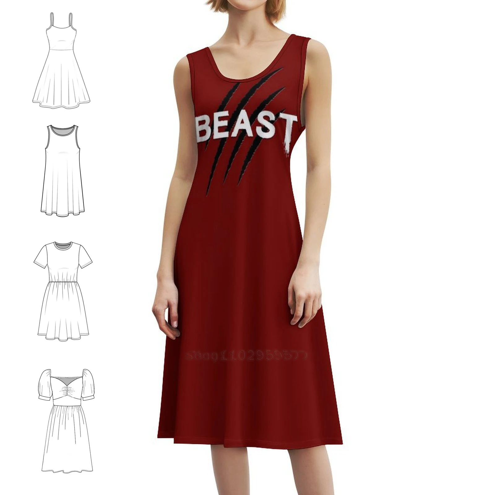 

Beast Bohemian Sleeveless Dress For Women Print Beach Party Dresses Tonia Henry Fitness Workout Gym Female Clothing