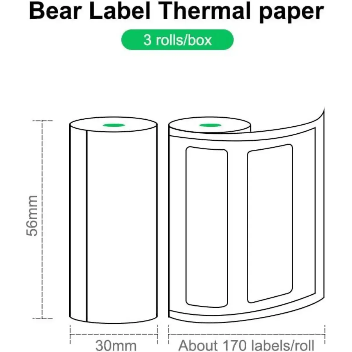 Peripage Mini Printer Paper 15mm 30mm Bear Blank Label Sticker Thermal Printing Paper for A6/A8 Waterproof Oilproof Scratchproof