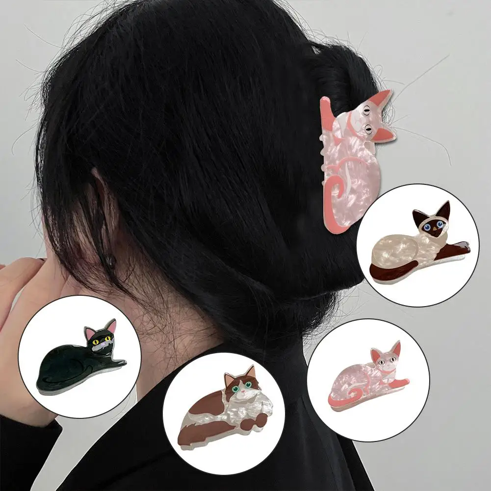 Pinces à cheveux en acrylique pour filles, petites épingles à cheveux mignonnes, pinces à cheveux pour cheveux courts et longs, accessoires de décoration de chat