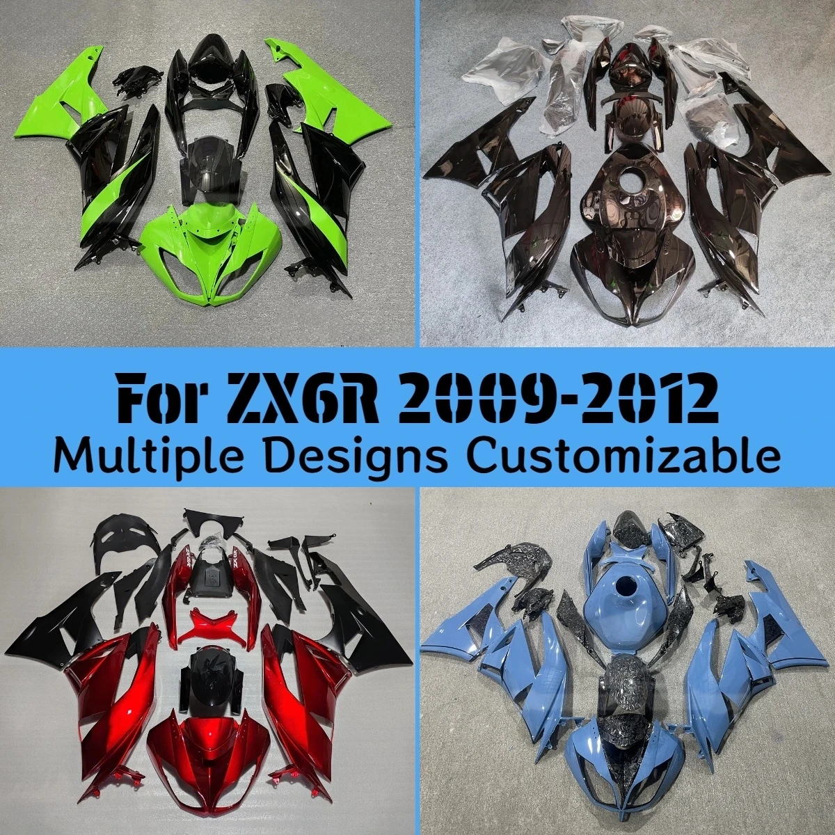 Verkleidungen für Kawasaki ZX 6R 2009 2010 2011 2012 Motorrad-Verkleidungsset Karosserie-Panel-Kit Passend für ZX6R 09 10 11 12