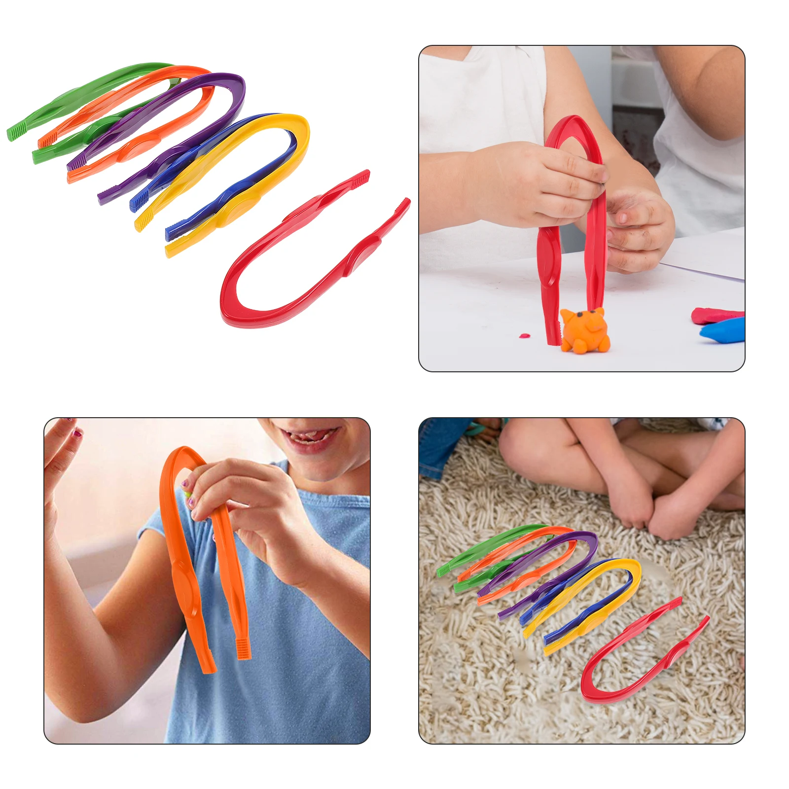

6 Pcs Toys Children's Colored Tweezers Fine Motor Clips Kids Tongs for Skills Toddlers Craft Precision Classroom