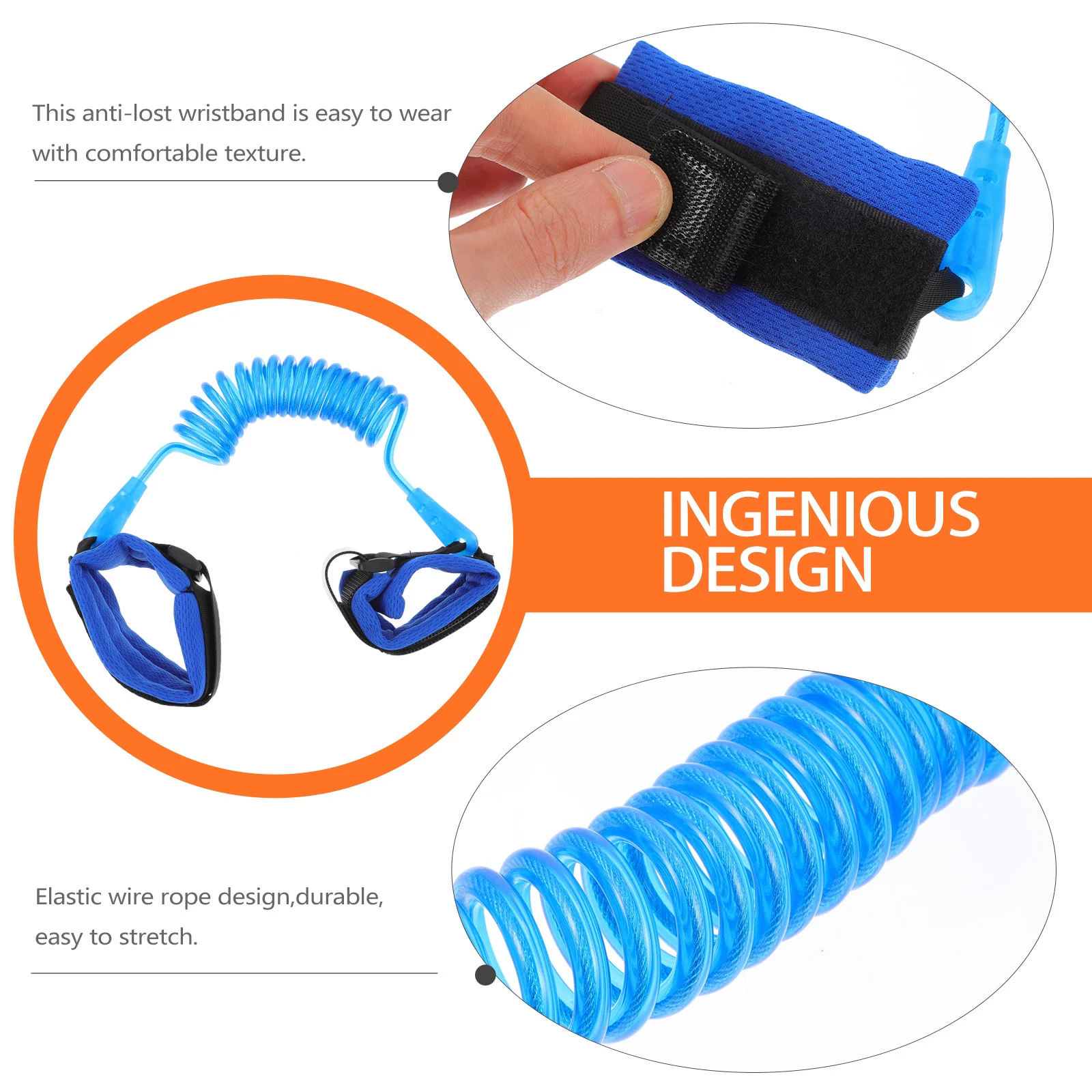 

Anti Lost Wrist Band Kids Toddler Child Safety Leash Durable Elastic Wire Rope Supermarket Railway Station Blue