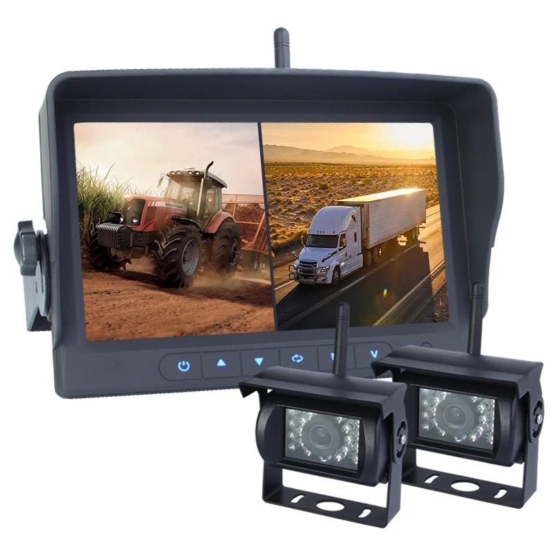 Wireless 2.4GHz Lcd Car Camera For Bus Truck Monitor 7 Wireless And Cam Rearview Camera 24v, 2 Channels