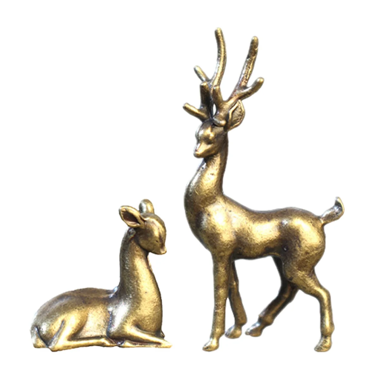 

Copper Alloy Sika Deer Tabletop Small Ornaments Vintage Animal Figurines Desk Decorations Accessories Home Decor