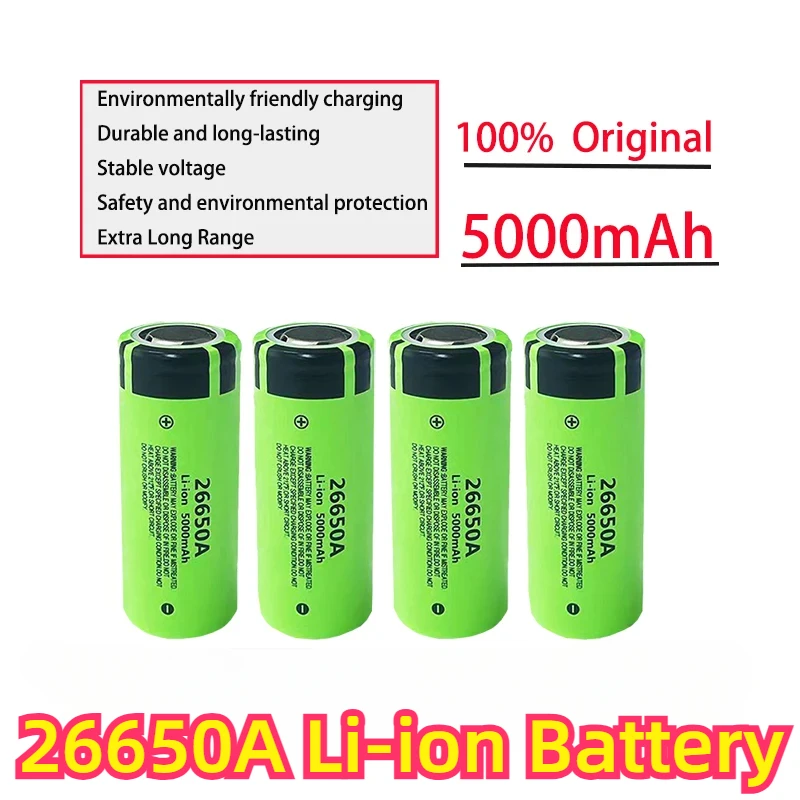 100% Original Hohe Kapazität 26650A 26650 5000mAh lithium-batterie für Taschenlampe power Bank Li-Ion Akkus