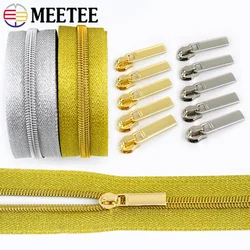 4M oro argento 3 #5 # nastri con cerniera in Nylon per cucire + cursori con cerniere cerniere fai da te dal metro kit di riparazione del cappotto accessori di abbigliamento