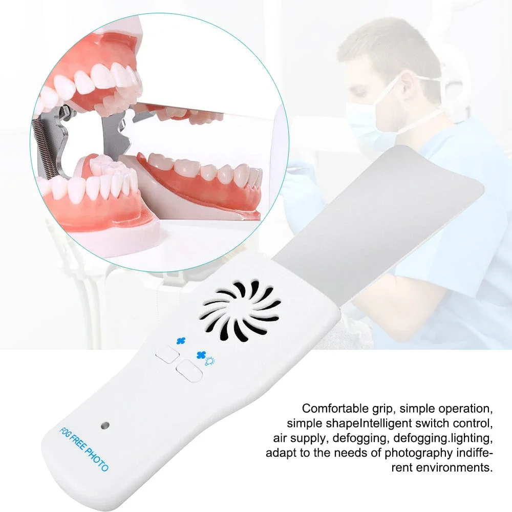 Dental Anti-Fog Mirrors Set Fog Free Intraoral Photography Stainless Steel Mirror With LED Light Occlusal Orthodontic Reflectors