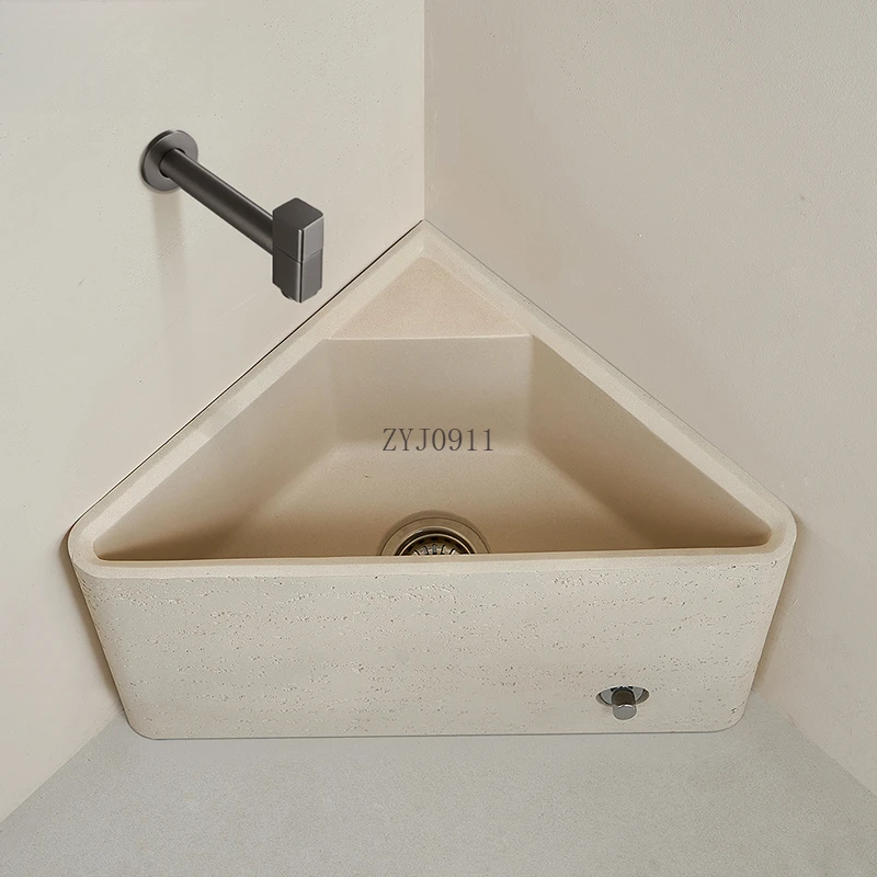 *Mop Pool Balcony Outdoor Travertine Mopping Basin Bathroom Triangle Mop Pool