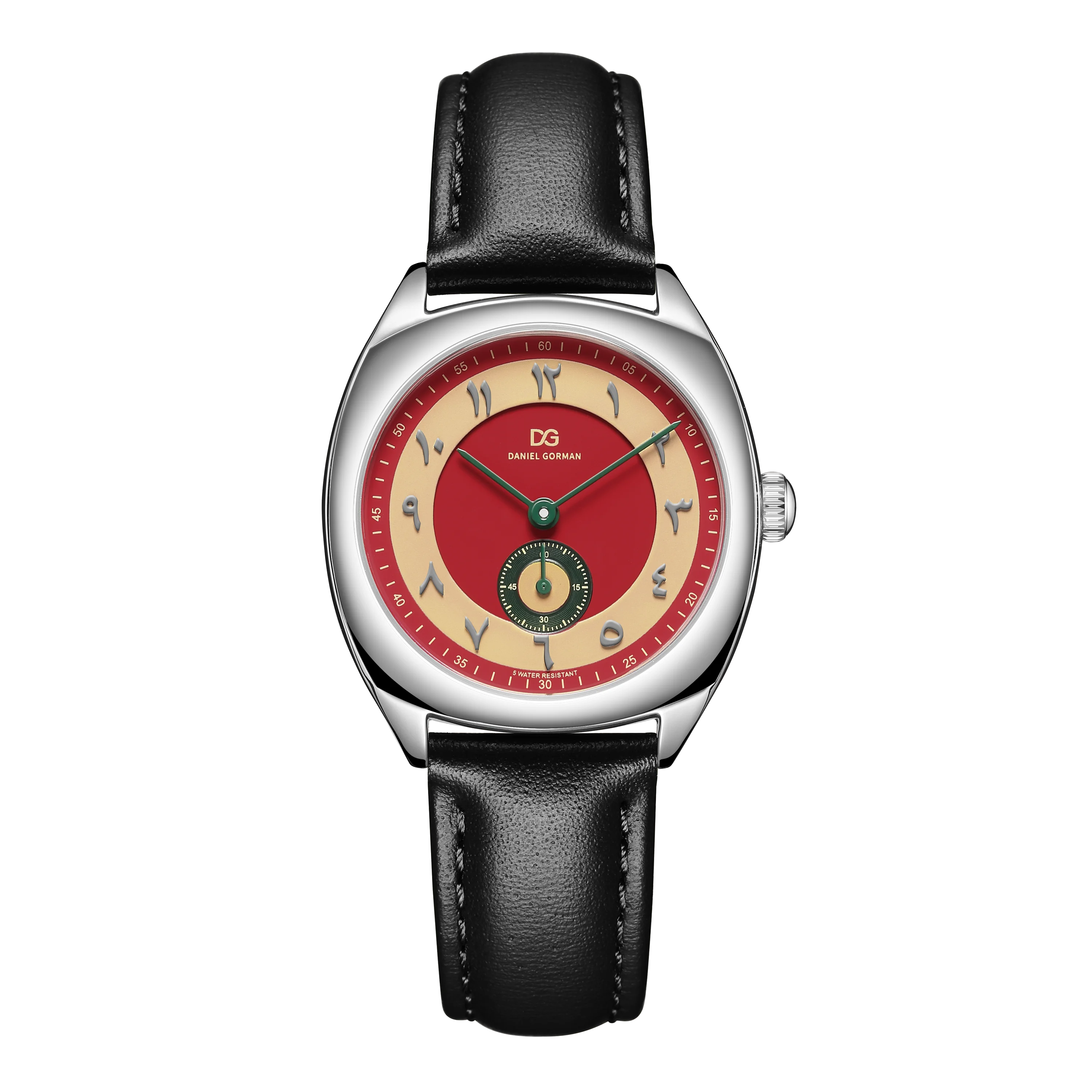 دانيال جورمان DG9520 ساعات كوارتز عصرية فاخرة بحزام جلد طبيعي أخضر 5 ATM مقاومة للماء للرجال ساعة يد للزوجين