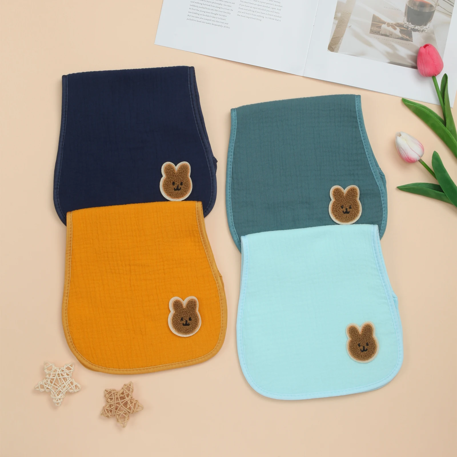 

Детские салфетки для отрыжки, хлопковые 4-паковые салфетки для отрыжки для малышей, мальчиков и девочек, очень мягкие и впитывающие, милые