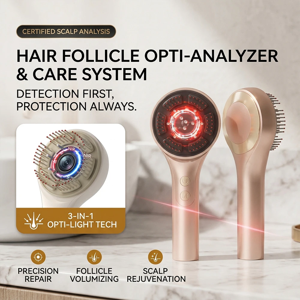 AI Smart Scalp Analyzer Hair Growth Comb with Red Light Therapy EMS Microcurrent Scalp Massager for Hair Loss Treatment Electri
