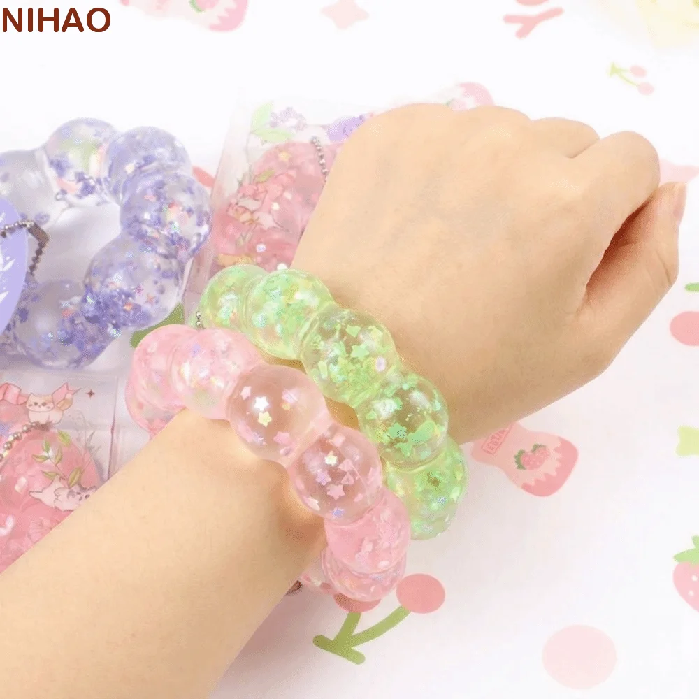Party Favor Funny Maltose Slow Rebound Bracelet Soft Portable Stretchy Doughnut Squeeze Sequin Donut Pinch Bracelet Girl