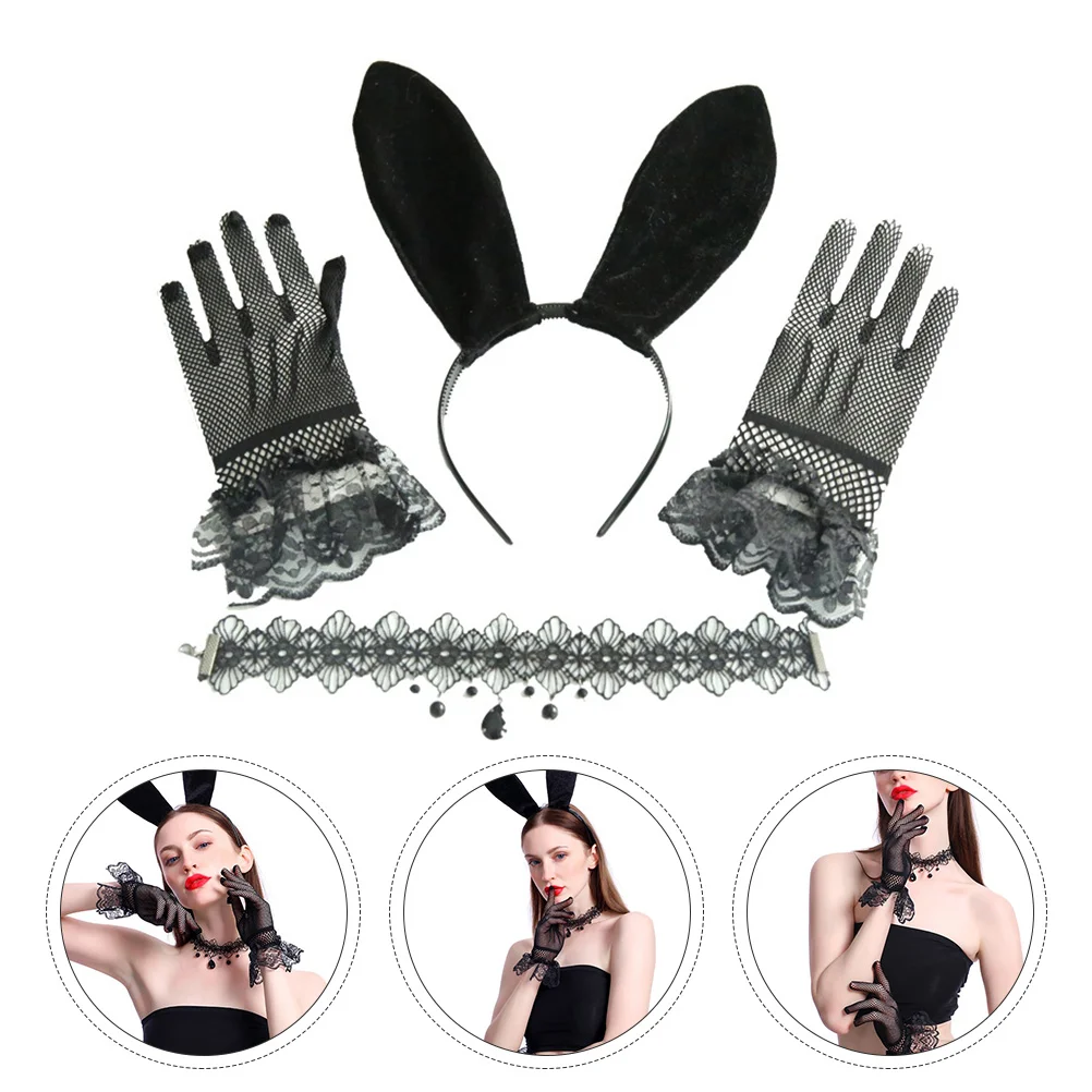 

Bunny Dress up Set Headband Necklace Kit Cosplay Accessories Rabbit Ear Women Clothes Accessory Clothing