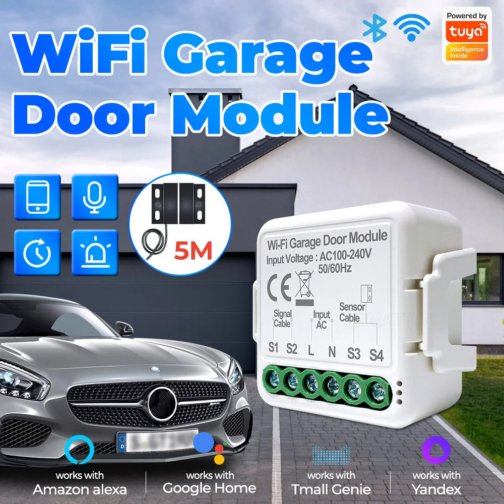 Tuya WiFi Bluetooth Dual Mode Garage Door Switch Module APP Remote /Timing Control Voice Support Alexa Google Home Yandex Alice