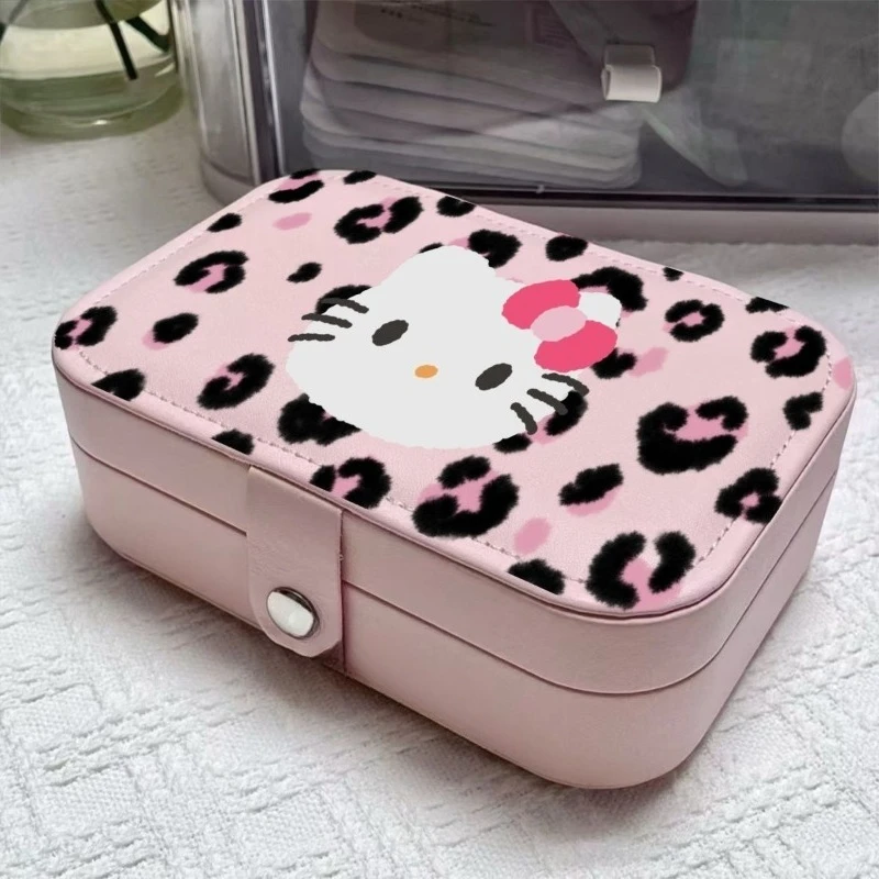 

Шкатулка для украшений Sanrio Hello Kitty с защитой от потускнения, для хранения серег и ожерелий, многослойная, классическая, портативная, настольный органайзер, подарок